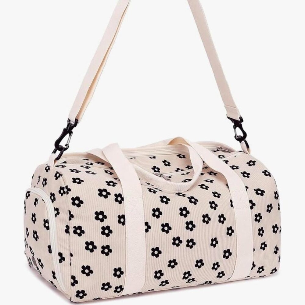Corduroy flower duffle bag